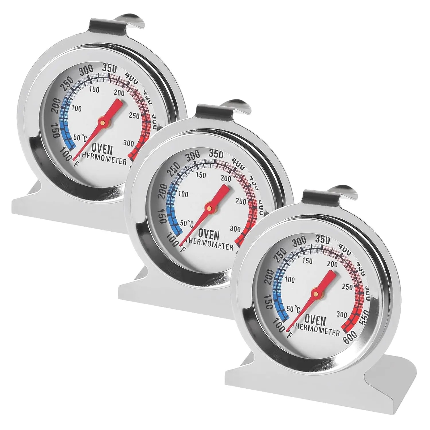 3Pcs Oven Thermometer 100-600°F/50-300°C Stainless Steel Temperature Gauge for Kitchen Cooking Baking Grill Fry