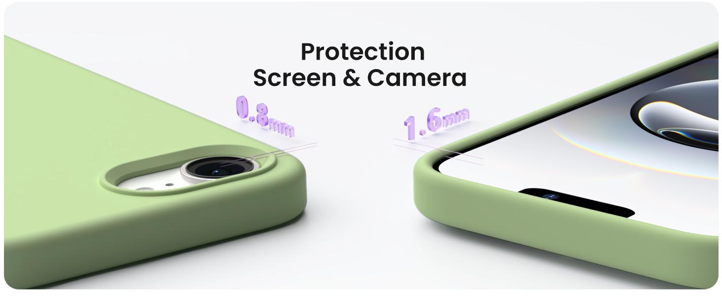 ORNARTO Compatible with iPhone 17e Case and for iPhone 16e Case 6.1", Liquid Silicone 3 Layers Full Covered Soft Gel Rubber Shockproof Cover, Protective Phone Cases for 16e & 17e-Matcha