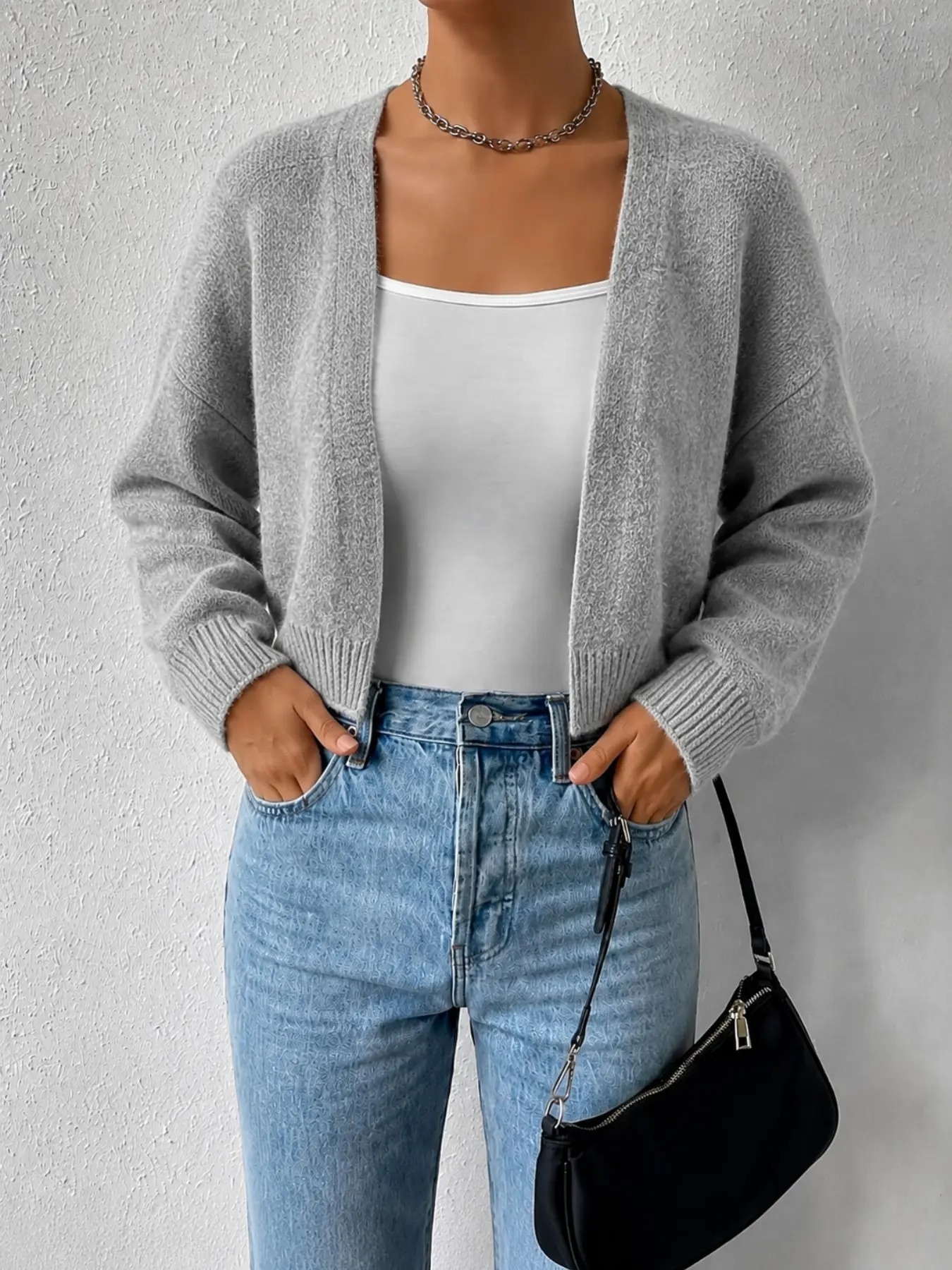 Solid Easy Versatile Short Sweater Cardigan, Spring Autumn Thin Soft Casual Sweater Open Front 2026 New Lazy Style Fashion Elegant Women'S Wear