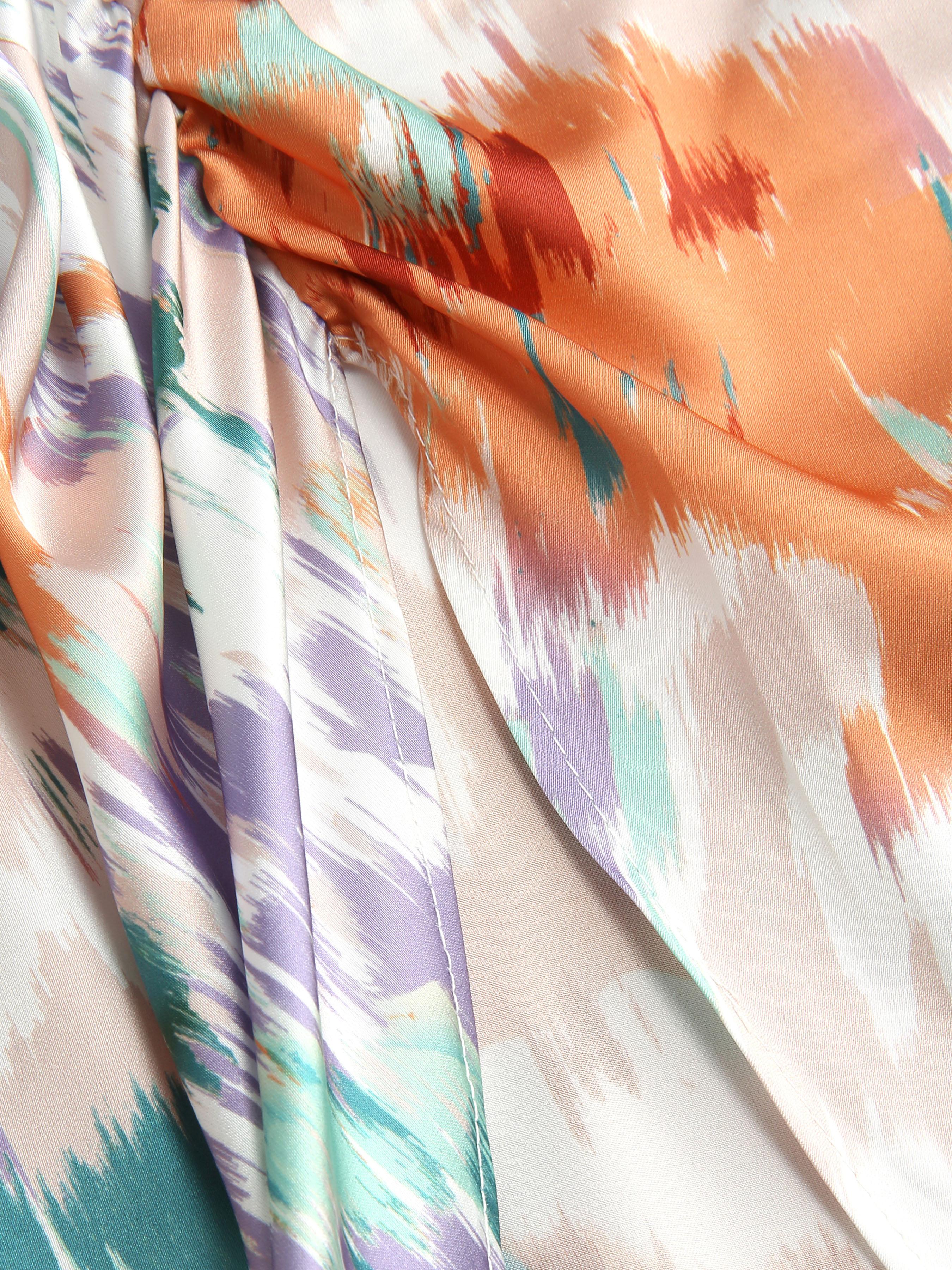 Cider Illusion Floral Ruched Cowl Neck Midi Dress SpringStatements