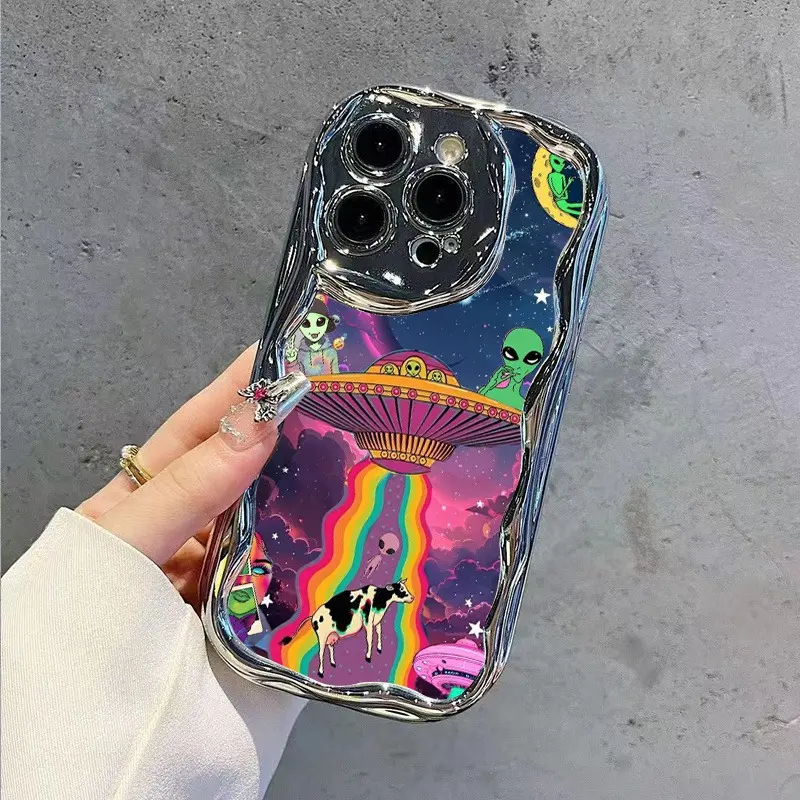Psychedelic alien graffiti pattern, drop-proof and scratch-resistant, compatible with iPhone 17/16/15/14/13/12/11/X/XS/XSMAX, trendy and personalized gift, a must-have for friends or trendsetters, perfect holiday gift for friends, family, and yourself