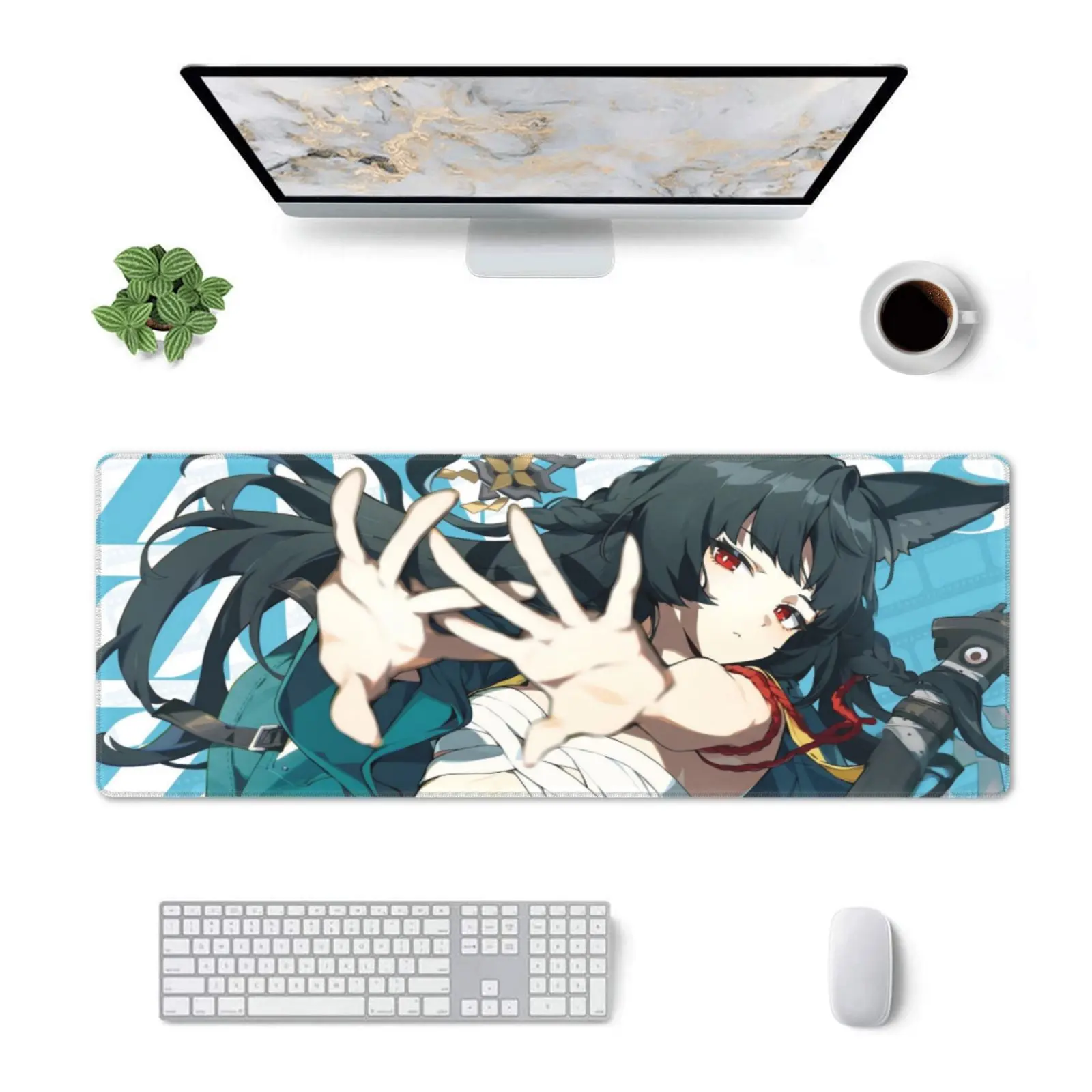 Zenless Zone Zero Anime Girls Gaming mouse pad,Hoshimi Miyabi Evelyn Ellen XXL Mousepad | Size 31.5 x 11.8 in (80×30 cm), Thick Non-Slip Pad for PC Gaming & Daily Use   Desk Mat
