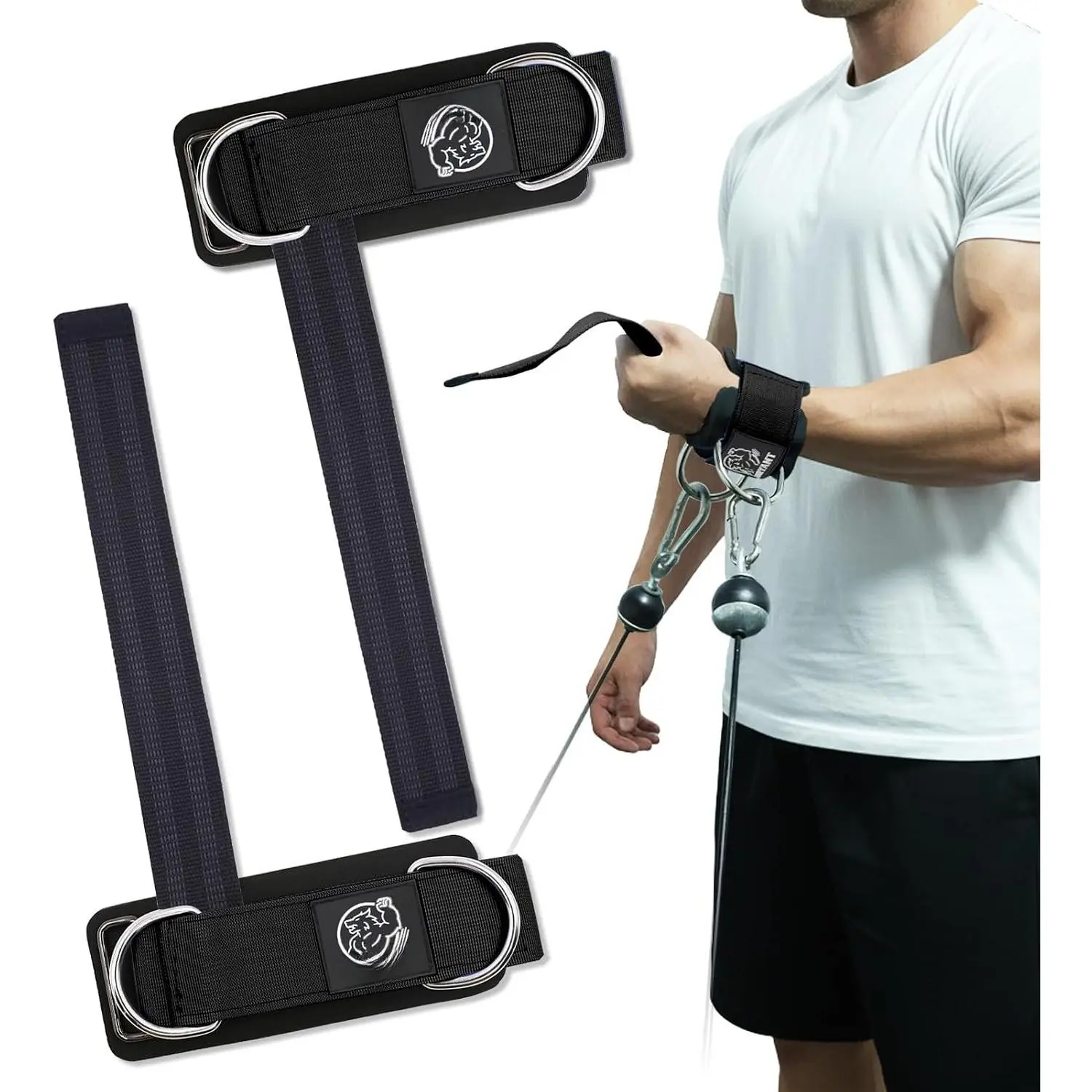Wrist Cuffs Weight Lifting Straps with Sliding  D-Rings – Adustable Wrist Support for  Machine & Arm