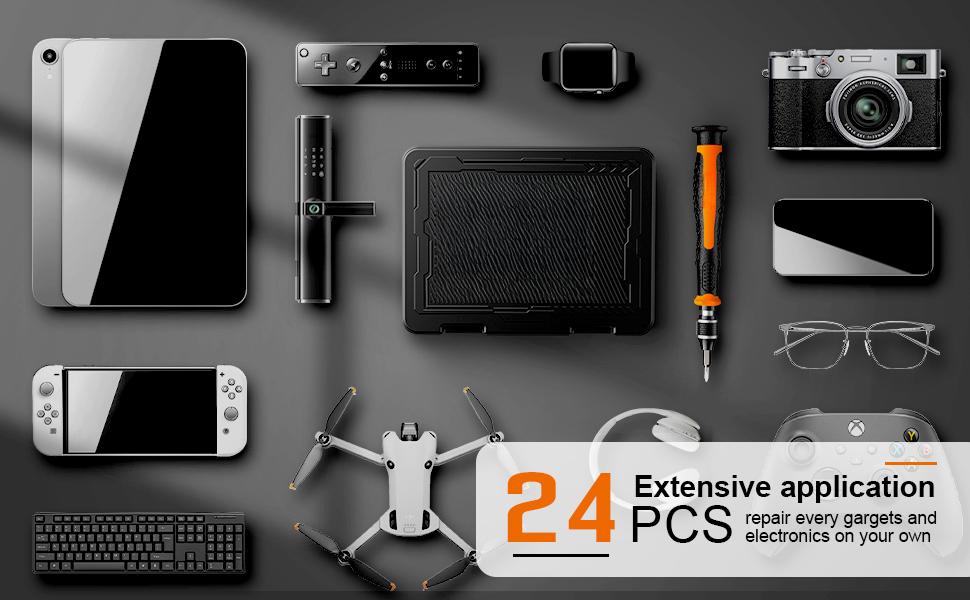 24PCs small Precision screwdriver set with Torx T5 T6 T8 T9, y00, star P5, mini repair tool kit for MacBook, computer, laptop, iPhone, PS4 ps5, Xbox, switch, eyeglasses, watch ring doorbell