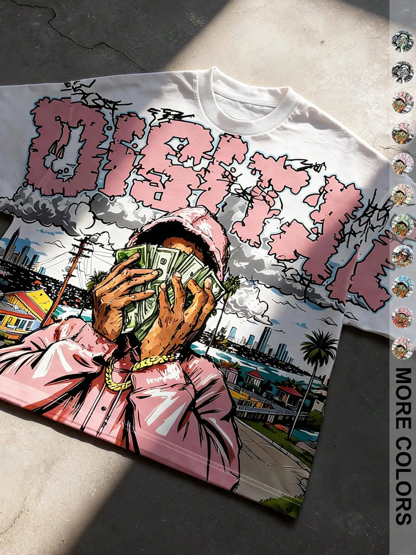 Men's Graffiti Letter Print T-Shirt, Casual Loose-Fit Long Jersey, Short Sleeve, All Seasons, Comfortable Streetwear