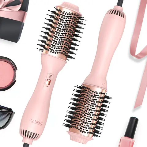 LANDOT One-Step Hot Hair Blow Dryer Brush - Salon-Style Blowouts, Less Frizz, More Shine, 3 Temps, 2 Speeds, Multifunctional Styling Hair Dryer Volumizer with Ionic,   Smooth Blow Drying Straightening Volumizing Curling Thermal Brush
