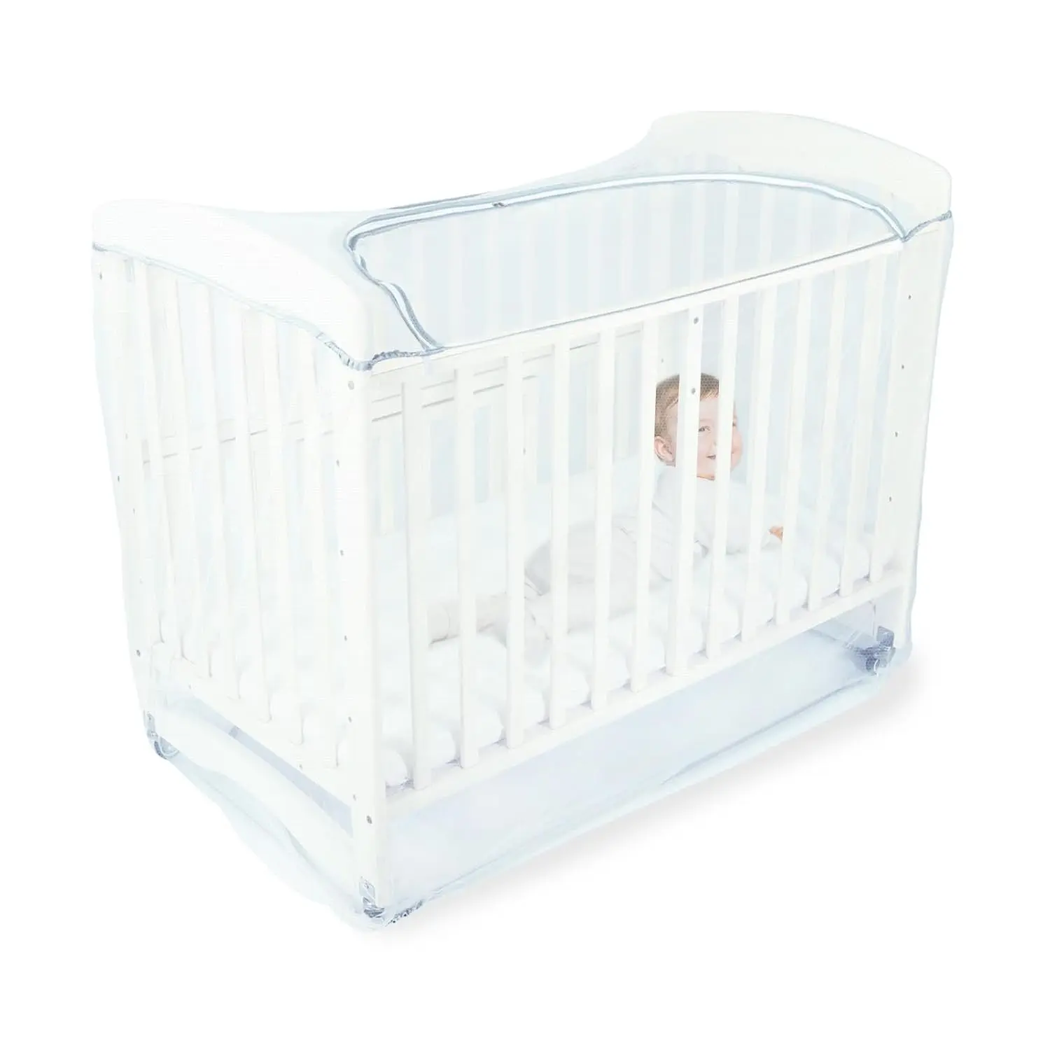 Crib Tent Canopy - Crib Cover to Keep Baby from Climbing Out, Protects from Climbing Out and, Insects, Mosquitoes, Encrypted Baby Mosquito Net with Two-Way Self-Locking Zippers, White
