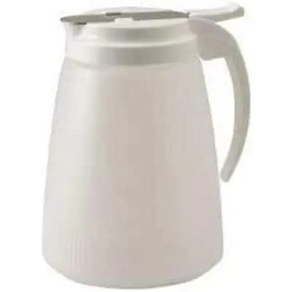 Sturdy 32-oz Plastic Syrup Dispenser with Plastic Lid and Stainless Steel Slide Cover