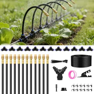 50FT Drip Irrigation System, 2026 Upgrade Garden Watering Kit with 12 count 360? Adjustable Copper Nozzles, Automatic Atomizing Sprinkler System for Raised Beds, Lawn, Greenhouse, Outdoor  (50 ft)