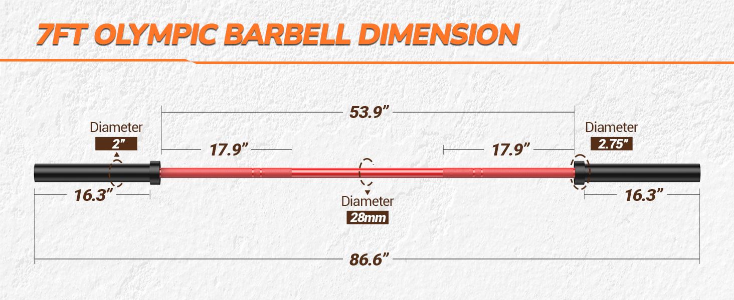 7ft Olympic Barbell Bar, 44LB Load 1500 lbs Capacity, Weight Bars for Gym Home Exercises, Weights Lifting, Squat, Powerlifting, Bench Press Bar Fit 2" Plates