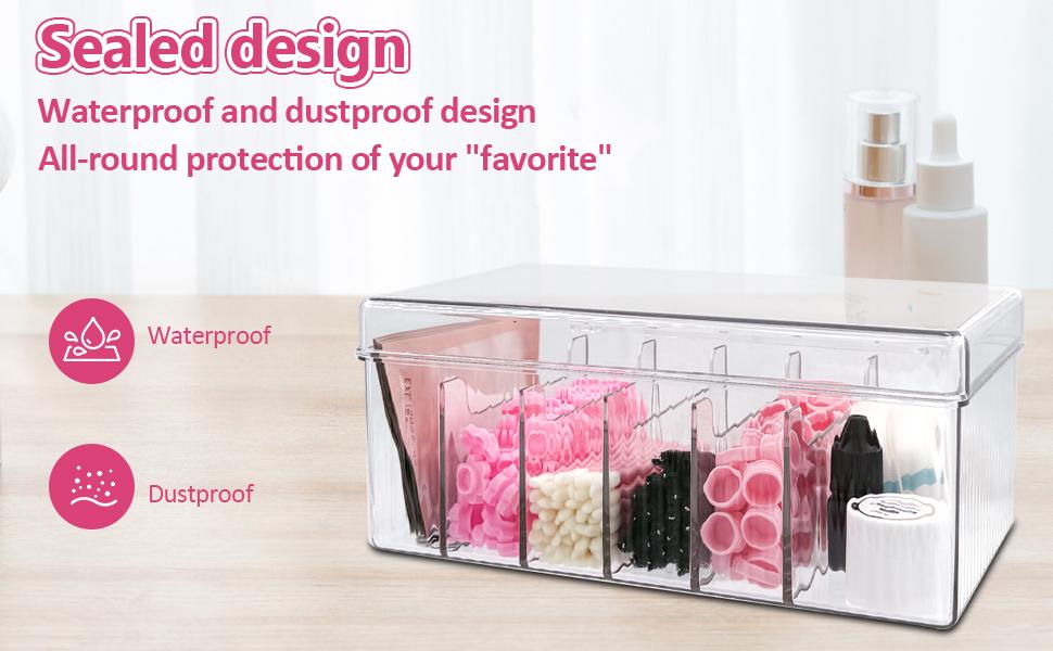 Acrylic Lash Cart Organizer for Lash Techs – Clear Storage Box for False Eyelash Extensions, DIY Lashes & Brows at Home, Separated Lash Trays with Dividers