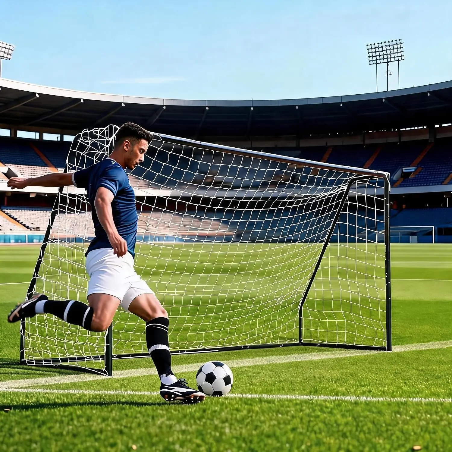 Soccer Goals, 6-12 ft Goal and Trainer for Passing, Ball Control, Curveballs, Durable Steel Frame and high-Strength net