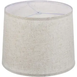 Drum Lamp Shades for Table Lamps and Floor Lamps - 11.4" Top x 12.6" Bottom x 9.8" High Medium Linen Lampshade Easy Assembly for Lamp Replacement, Beige