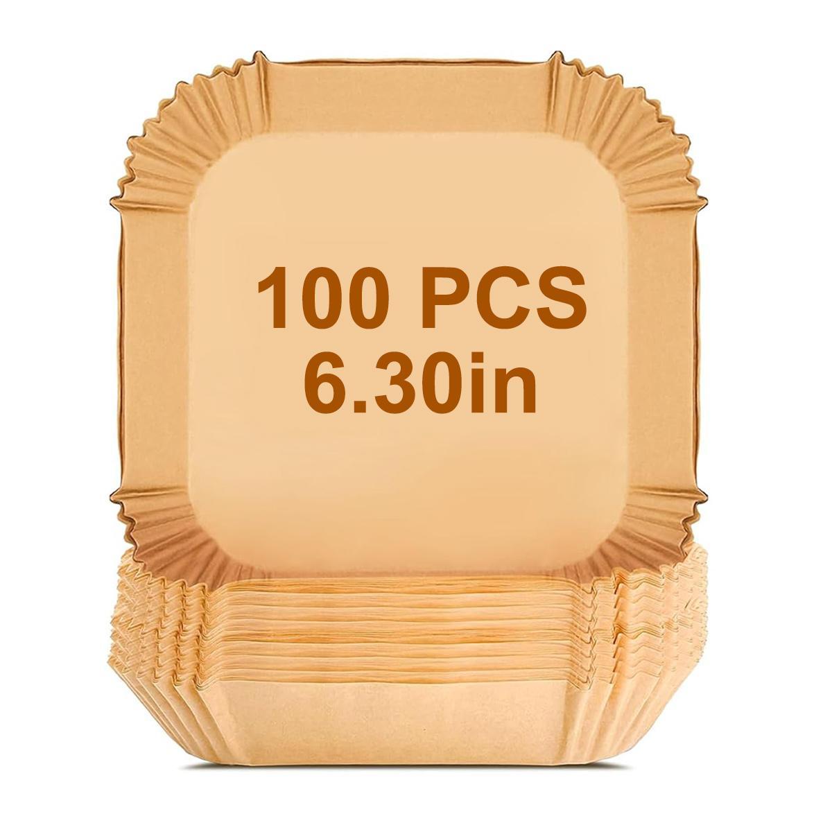 Square Air Fryer Paper Liner, 100 pcs Non-stick Disposable Paper Liner for Baking, Roasting, Microwave, Food Grade Baking Tray for Home Kitchen Restaurant (6.3IN)