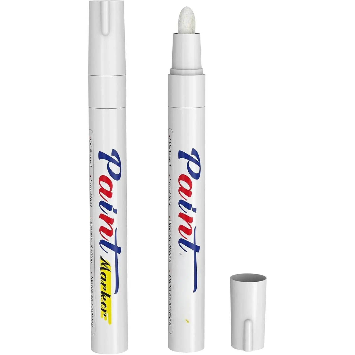 White  Pens Permanent Markers 2 Pack, Oil Based  Markers | Quick Dry  Markers Medium Tip, for Tire, Metal, Plastic, Rock Painting, , Craft Art Supplies
