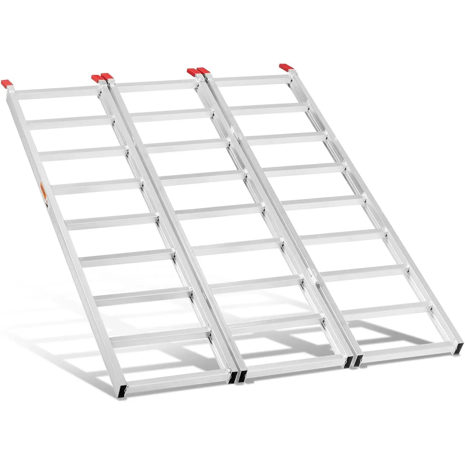 69" L x 50" W Tri-Fold Aluminum Truck Ramp 1500lb Capacity, Loading Ramps for Pickup Trucks Bed, Trailers Ramp for Load or Unload ATV/UTV, Sweeper Machine, Golf Carts, Small Tractor with Load Straps