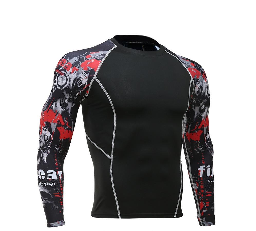 Outdoor cycling clothes, running basketball training, sports clothes, fitness clothes, tops, flower arms, long sleeves, high elastic tights, quick-drying clothes. workout