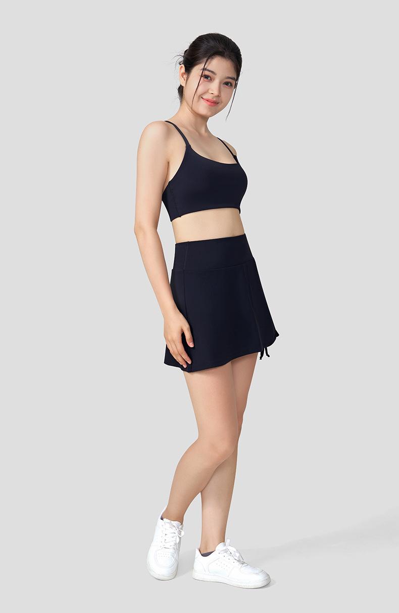 Pleated Drawstring Sports Mini Skirt Spring And Summer Suitable For Women To Wear Alone, Anti-Exposure High-Waiste For Running, Fitness, Yoga, And Tennis.