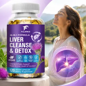 28-in-1 Liver Support Detox Supplement, Milk Thistle 80% Silymarin, Dandelion Root, Artichoke, Turmeric, Zinc & Choline for Liver Cleansing & Function, 120 Vegan Capsules