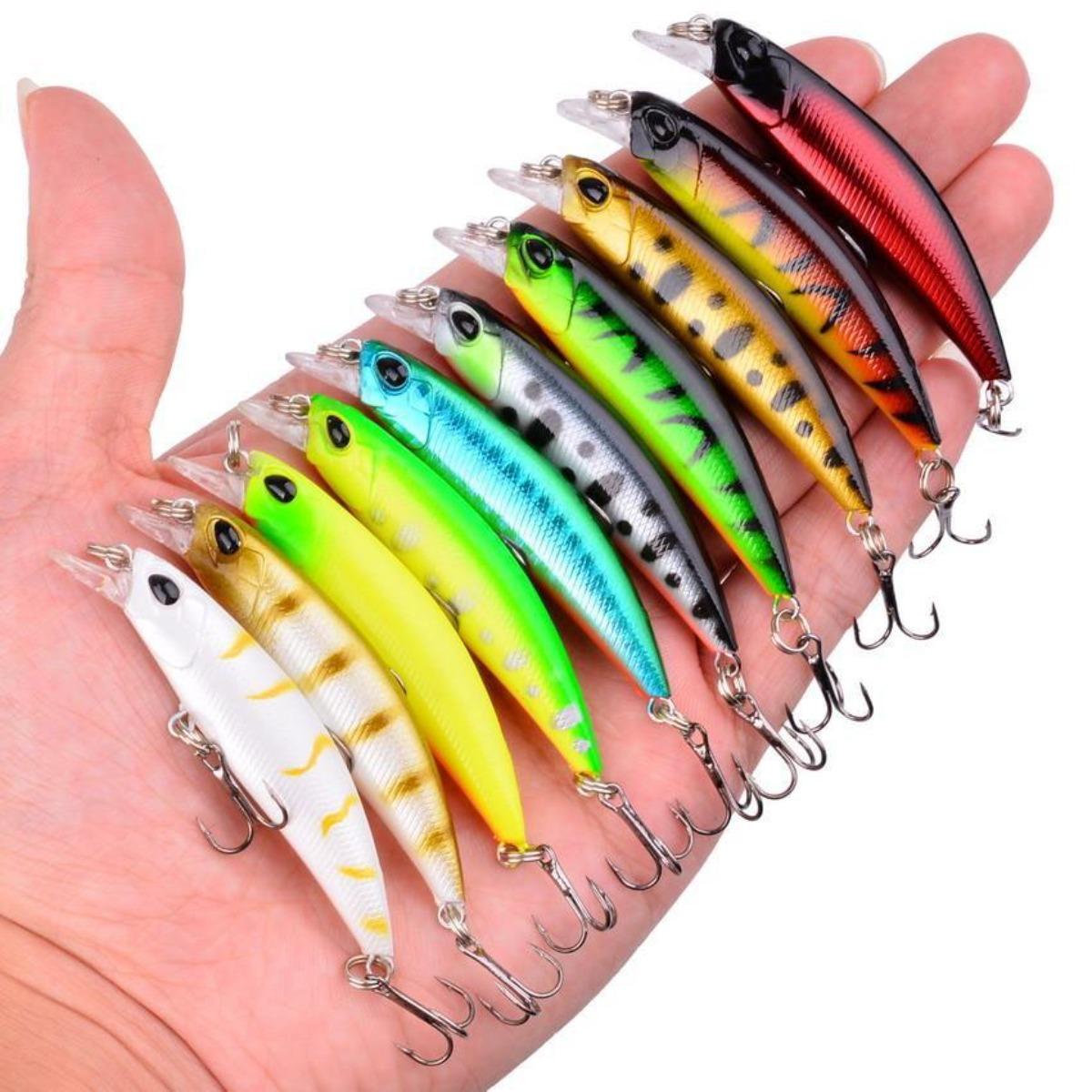10pcs Minnow Fishing Lures 0.14oz/2.68in Mini Crankbait Wobbler Perch Isca Artificial Hard Bait Pike Carp Bass Floating Swimbait Pesca