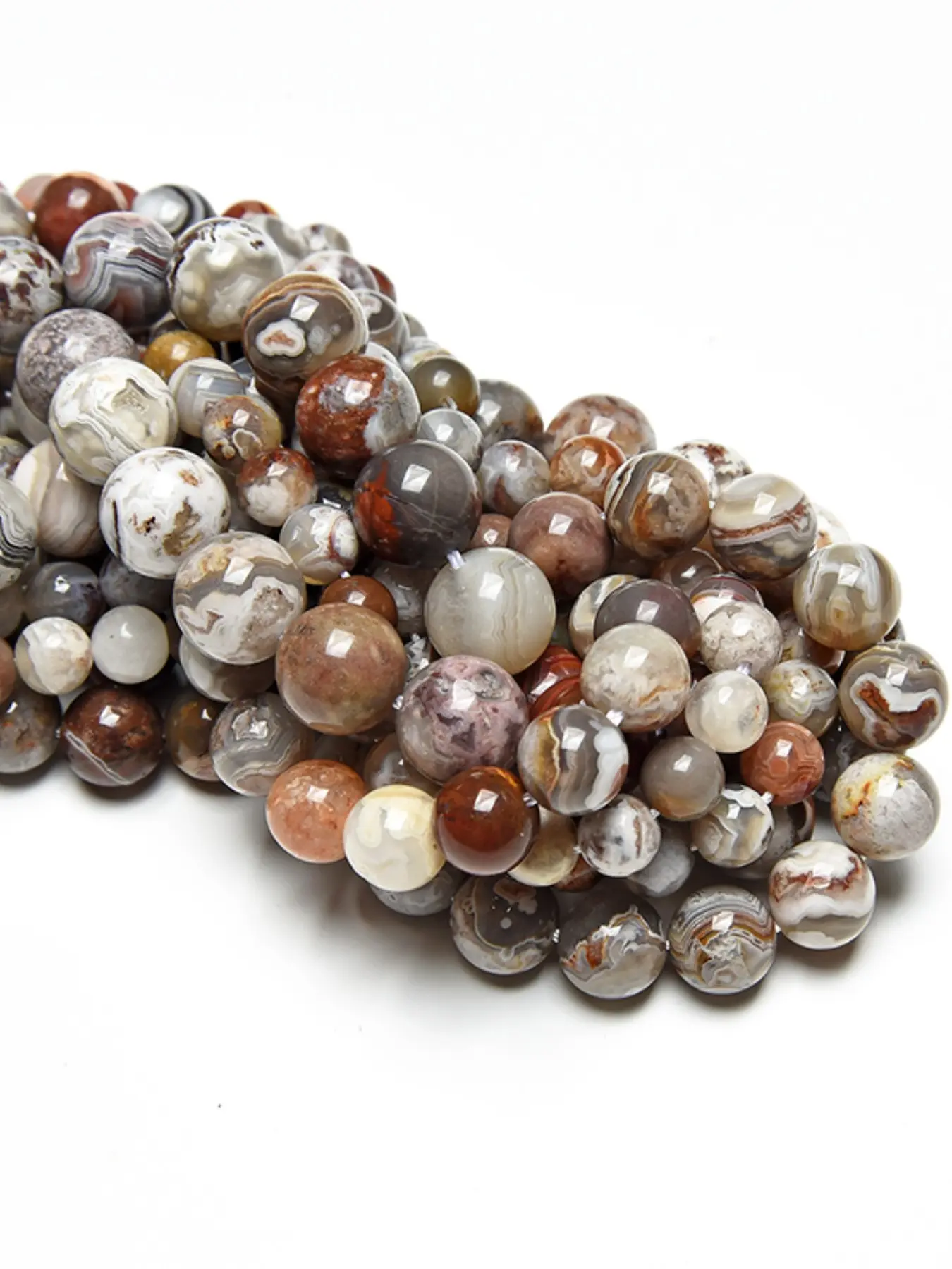 Natural Stones Mexican Crazy Lace Agate Round Beads, Handmade DIY Jewelry Making, Necklaces Bracelets, 6-16mm, 15' Long