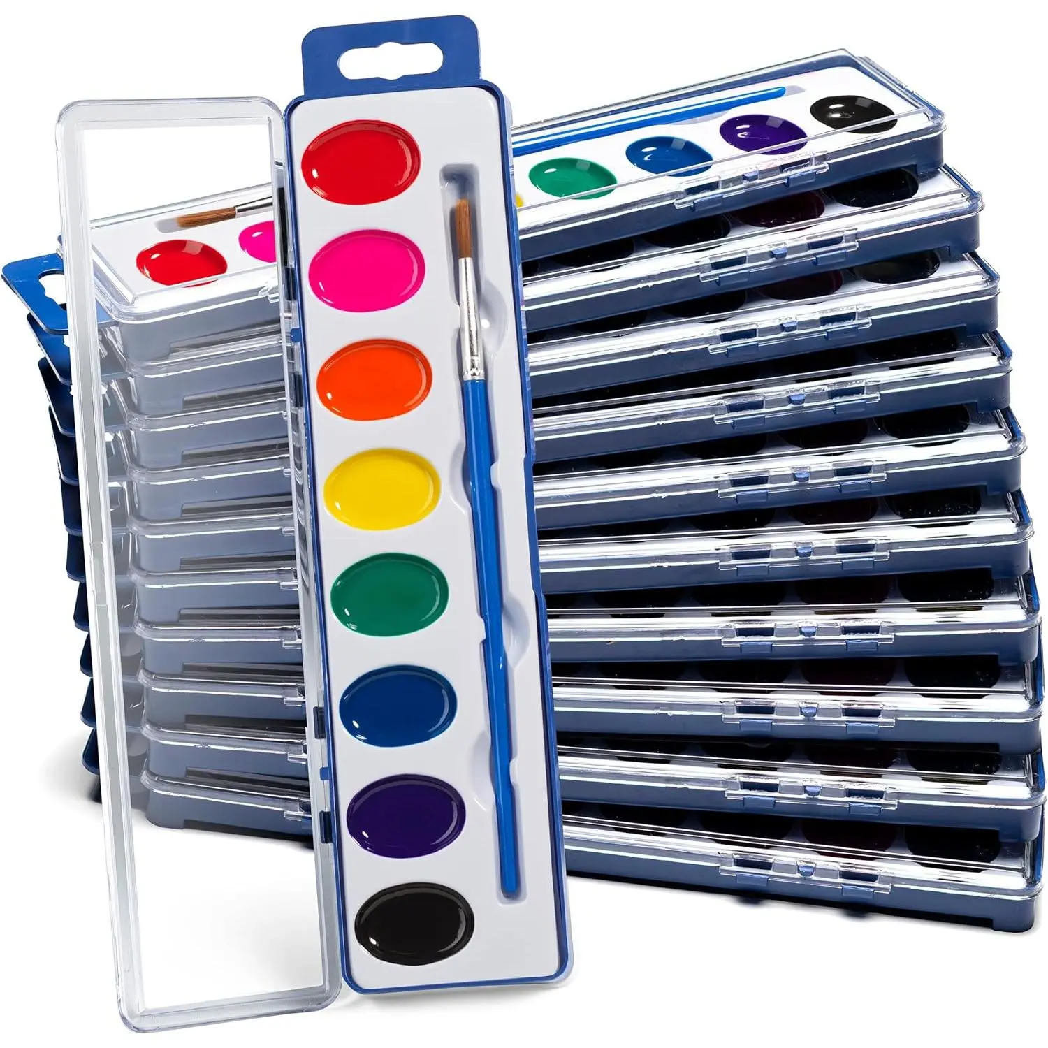 Watercolor Paint Sets for Kids - Bulk Pack of 12, 8 Washable Water Color Paints in Palette Tray and Painting Brush for Coloring, Art, Classrooms and Paint Party Suppliesfidget toys