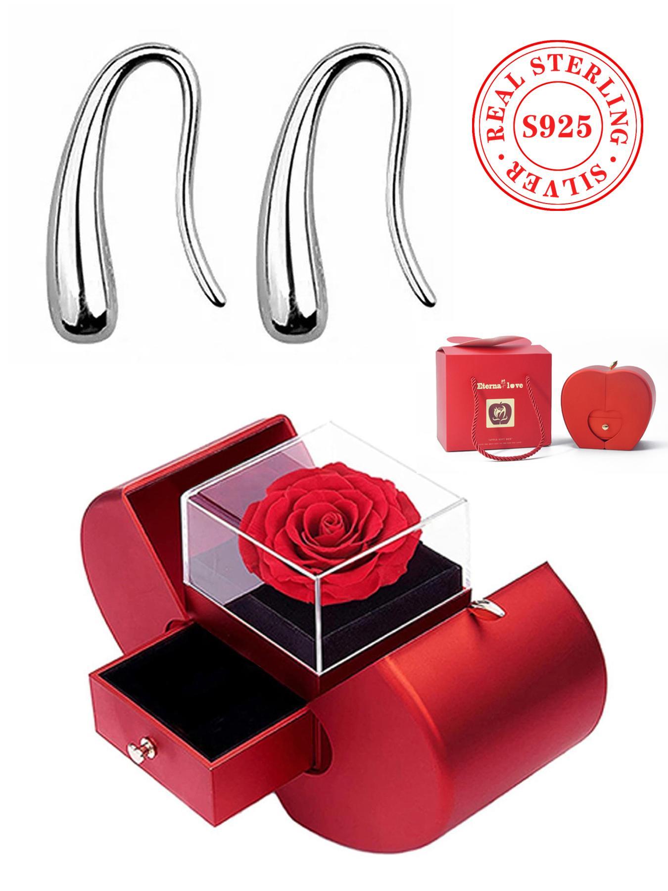 S925 Sterling Silver Simple Style Plain Color for Women, Classic Style Earrings, Elegant Minimalist Earrings, High Quality Earrings, Fashion Jewelry for Daily & Party Decoration, Trendy All-match & Exquisite Jewelry for Gift, with Box