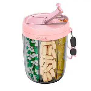 Large Pill Organizer Box, Portable Vitamin Organizer, Vitamin Tablet Dispenser for 6 Types, Anti-Mixing Wide Mouth Design, Easy Access Medicine Case