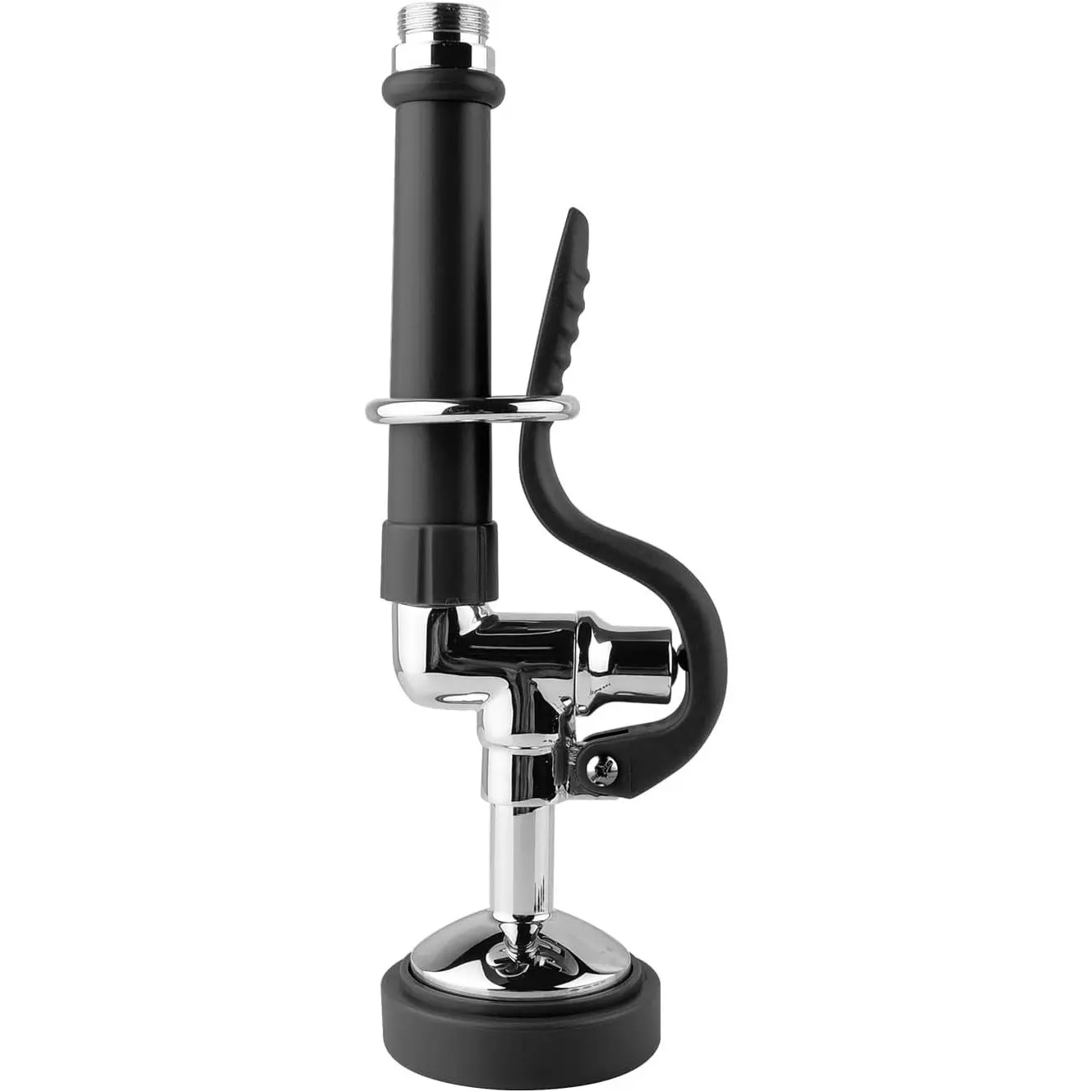 Pre Rinse Sprayer Commercial Sink Sprayer Head 1.42GPM Spray Valve Dish Nozzle with Ergonomic Handle Faucet Parts for Commercial Kitchen Faucet Chrome Finished Black