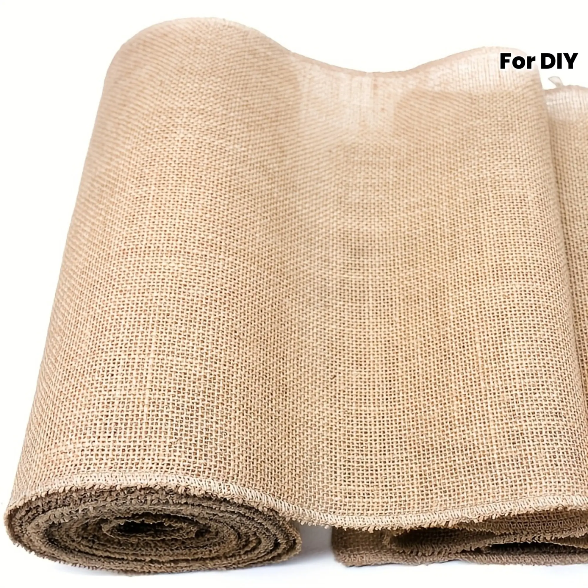 Natural Beige Jute Burlap Fabric Roll, Size 5.91 x 77.95 Inches, Rustic Rough Jute Material for Handmade DIY Craft Projects, Custom Christmas Table Runners & Chair Sashes, Vintage Country Style Decor for Wedding Ceremony, Multi-Purpose Raw Burlap Cloth