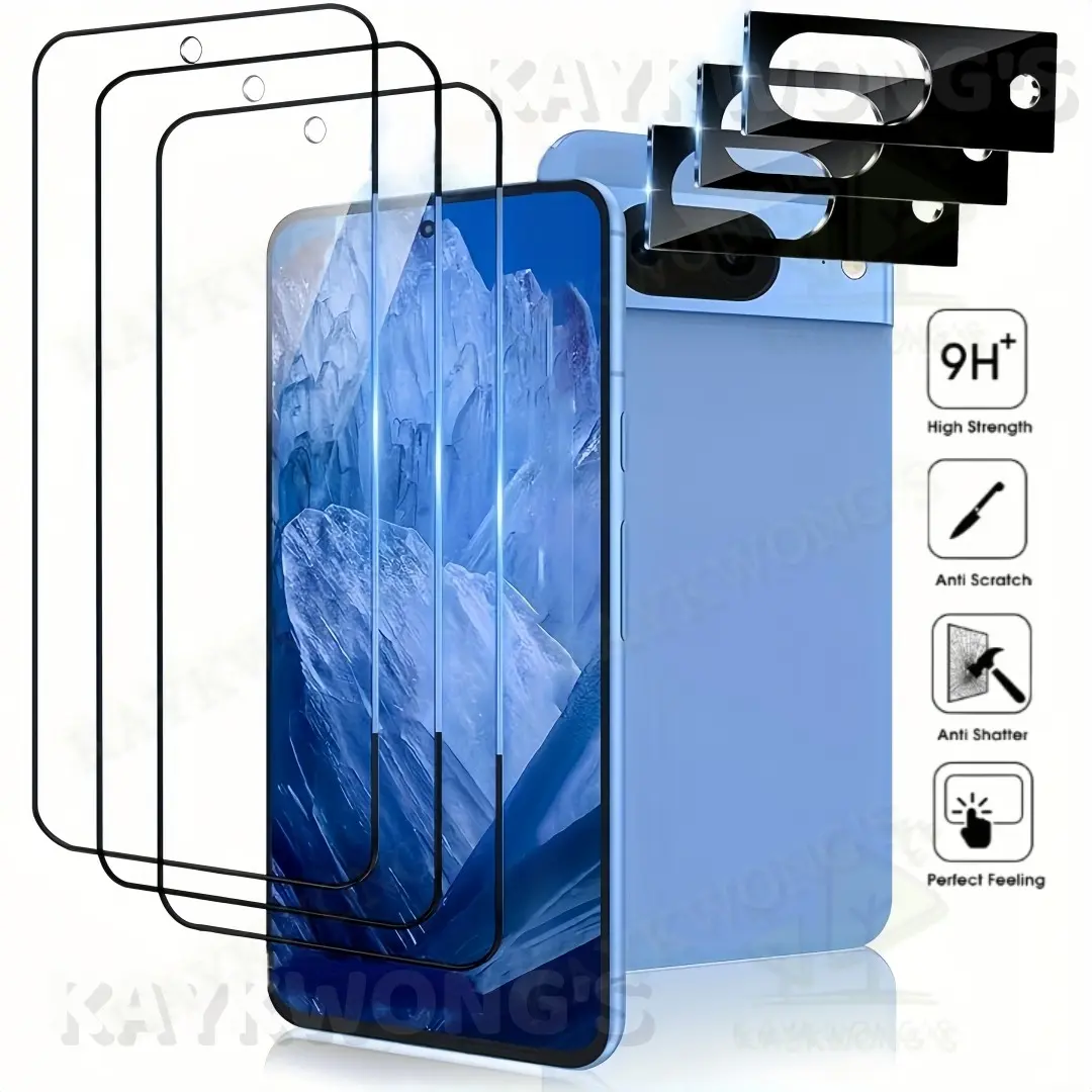 KAYKWONG'S 3-Pack Tempered Glass Screen Protector + 3-Pack Camera Lens Guard for Google Pixel 10 Pro Xl/10a/10 & Pixel 9/8/7/6, Anti-Scratch, Bubble-Free, Waterproof