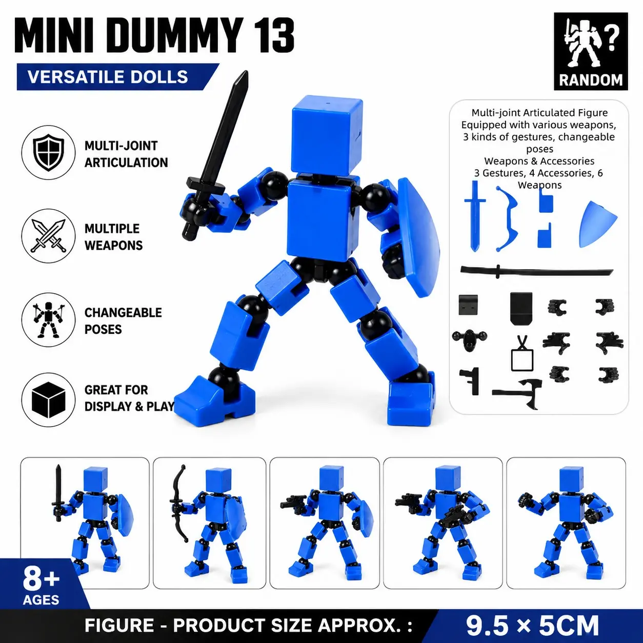13-Joint 3D Poseable Doll, Flexible Joint Stress Relief Toy, Ideal for Stop Motion Animation, Collectible Gift for Kids and Adults