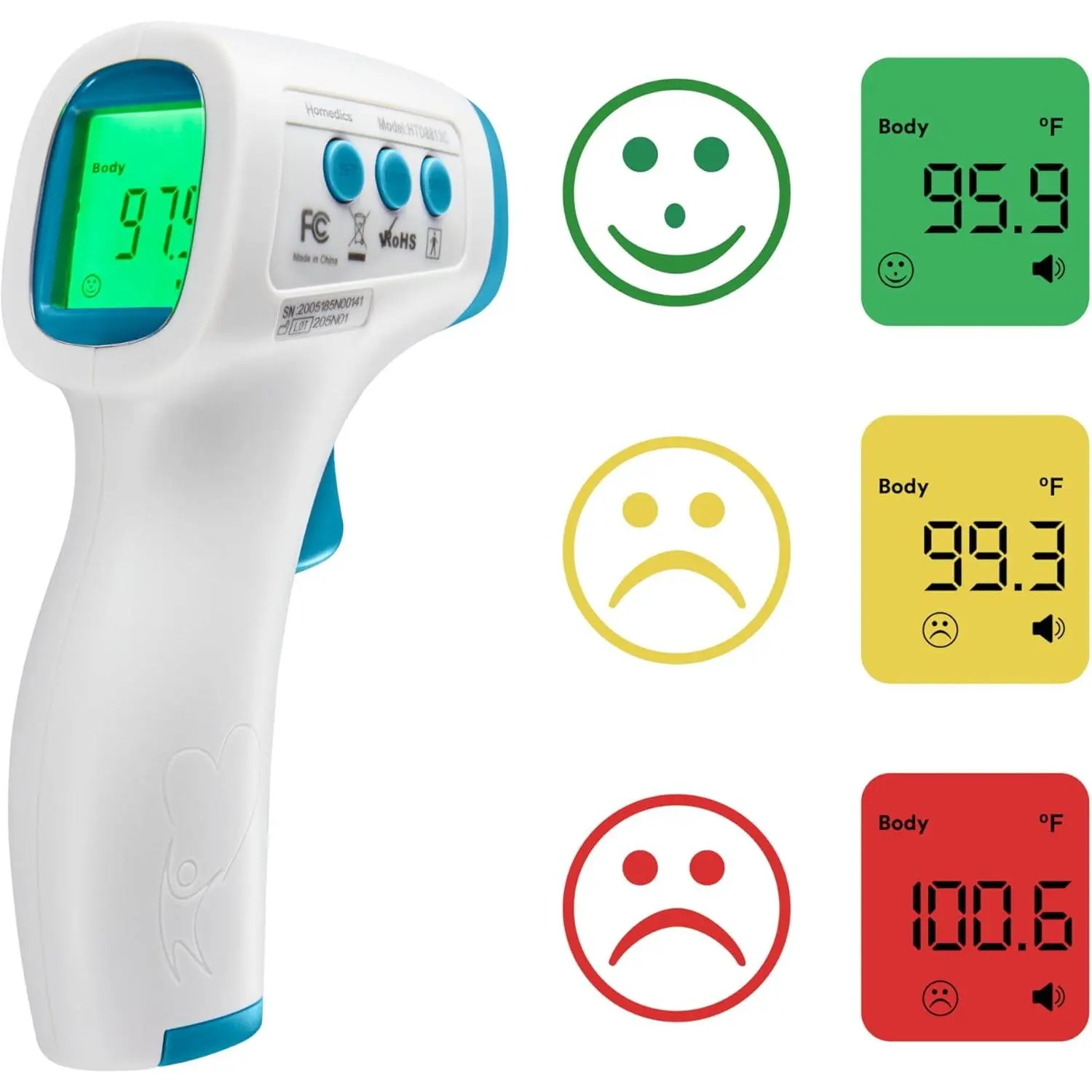 Non-Contact Infrared Forehead Thermometer, Clinically Proven Fast Accurate Results, High-Fever Alert with 4-in-1 Readings
