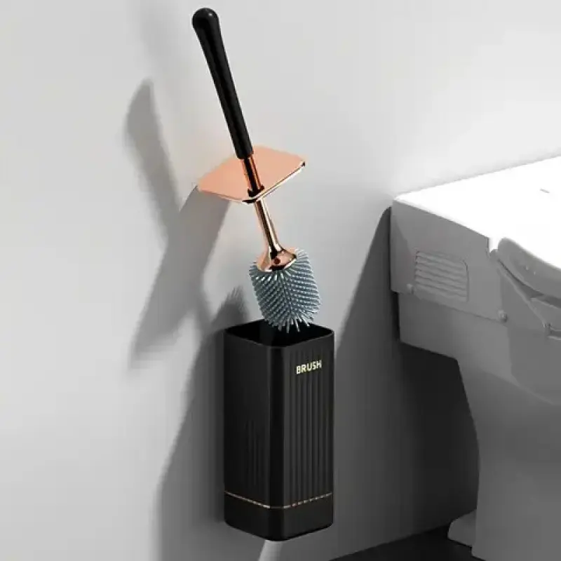 1 Counts Aokala Toilet bowl brush and holder, fashionable silicone toilet brush set, equipped with ergonomic long handle, modern bathroom cleaning accessories, sturdy, thoroughly clean Christmas/Halloween gifts!