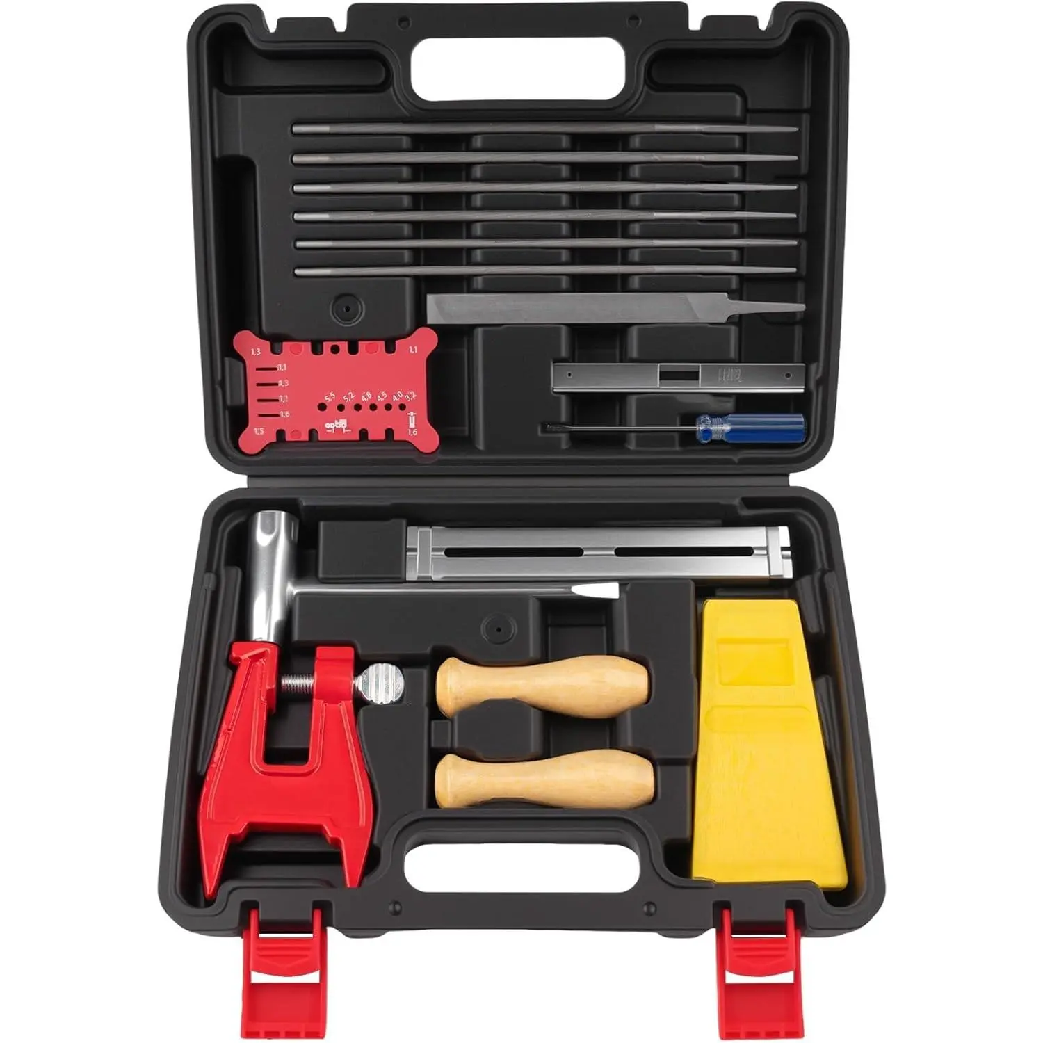 16Pcs Chainsaw Chain Sharpener Kit, Including Files, Depth Gauge, Stump Vise, Felling Wedge and More, Fast Sharpening for Dull Blades, Ideal for Forestry, Firewood & DIY