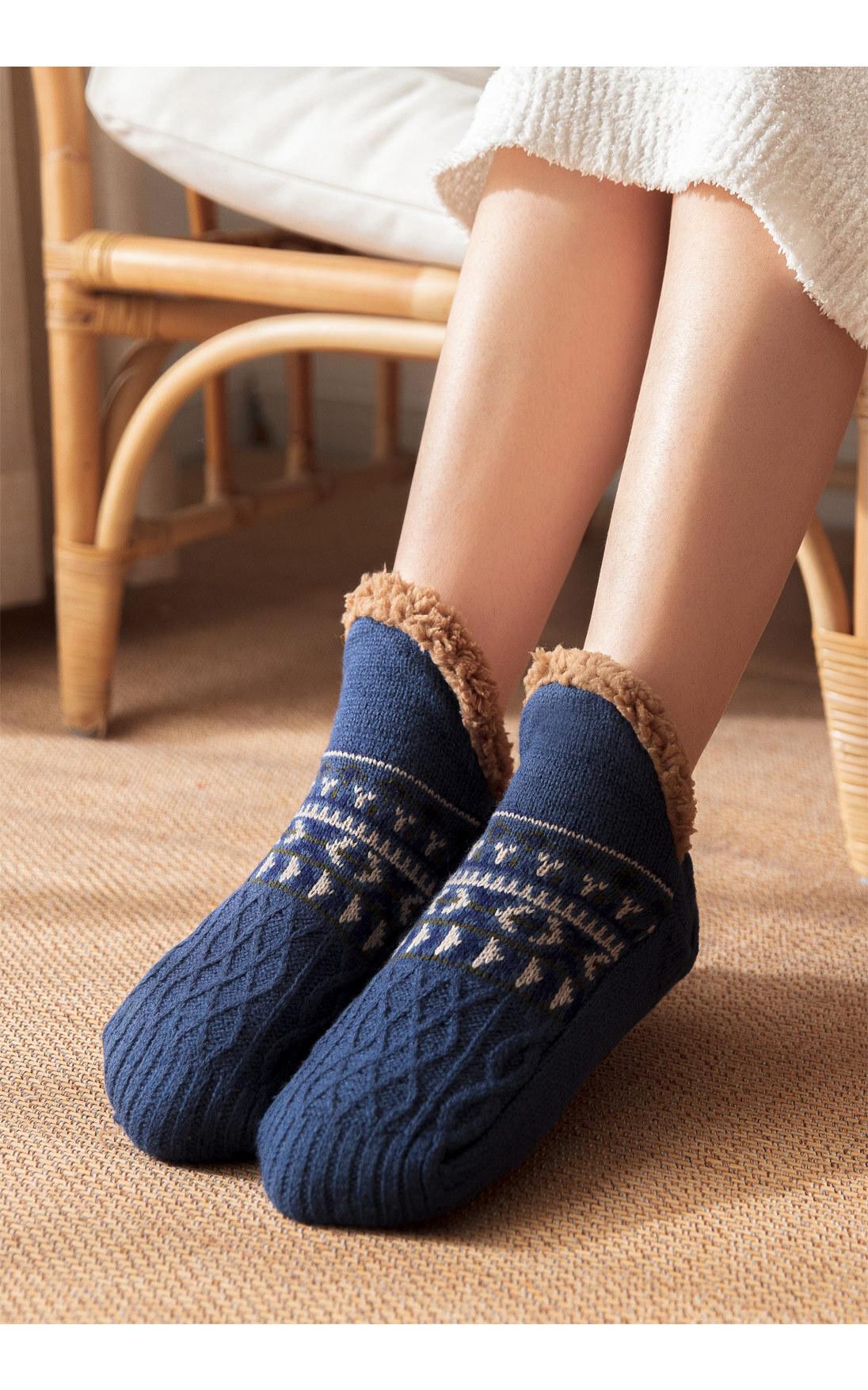 Super Warm Non-Slip Winter Floor Socks Velvet Slippers Sleep Socks for Women Men Snow Carpet Home Wear