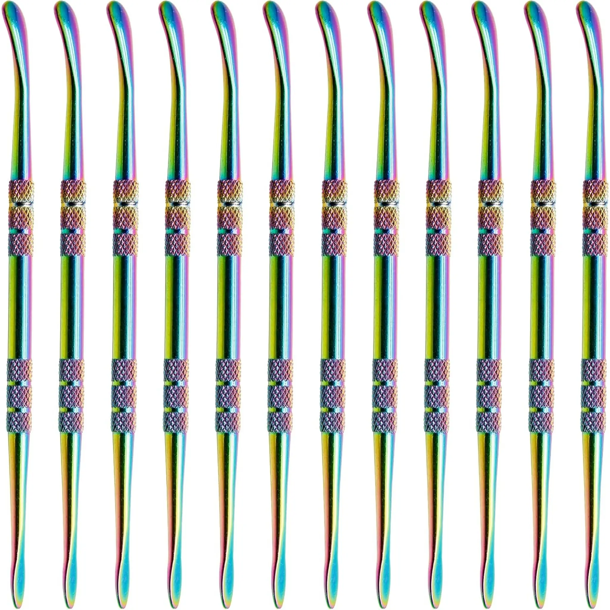 12pcs， Rainbow Titanium Dual-Ended Ceramic Tool with Scoop and Pointed Tip for Clay Sculpting, Pottery Detailing Polymer Modeling Carving Craft Accessory, Clay Sculpting Tools