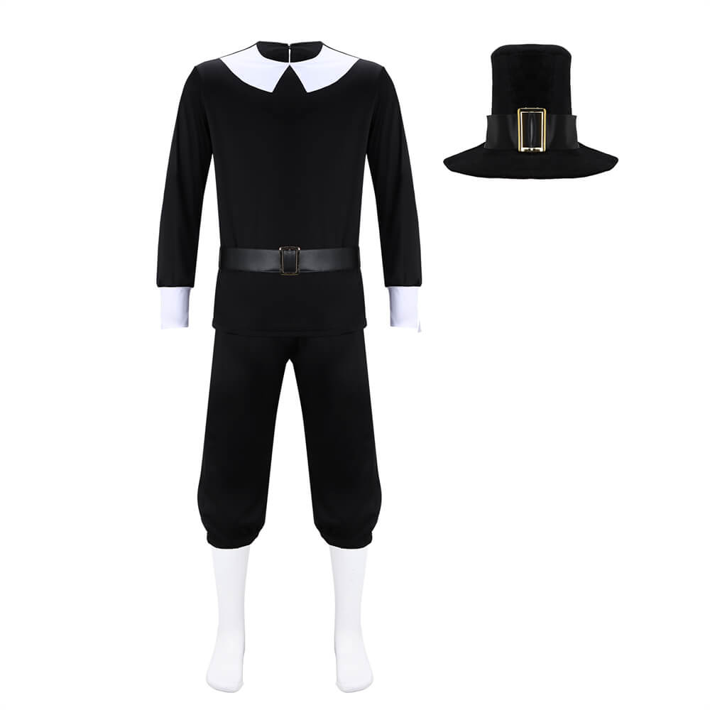 Thanksgiving Pilgrim Costume Cosplay Men's Suit Halloween Party Outfits Fancy Dress