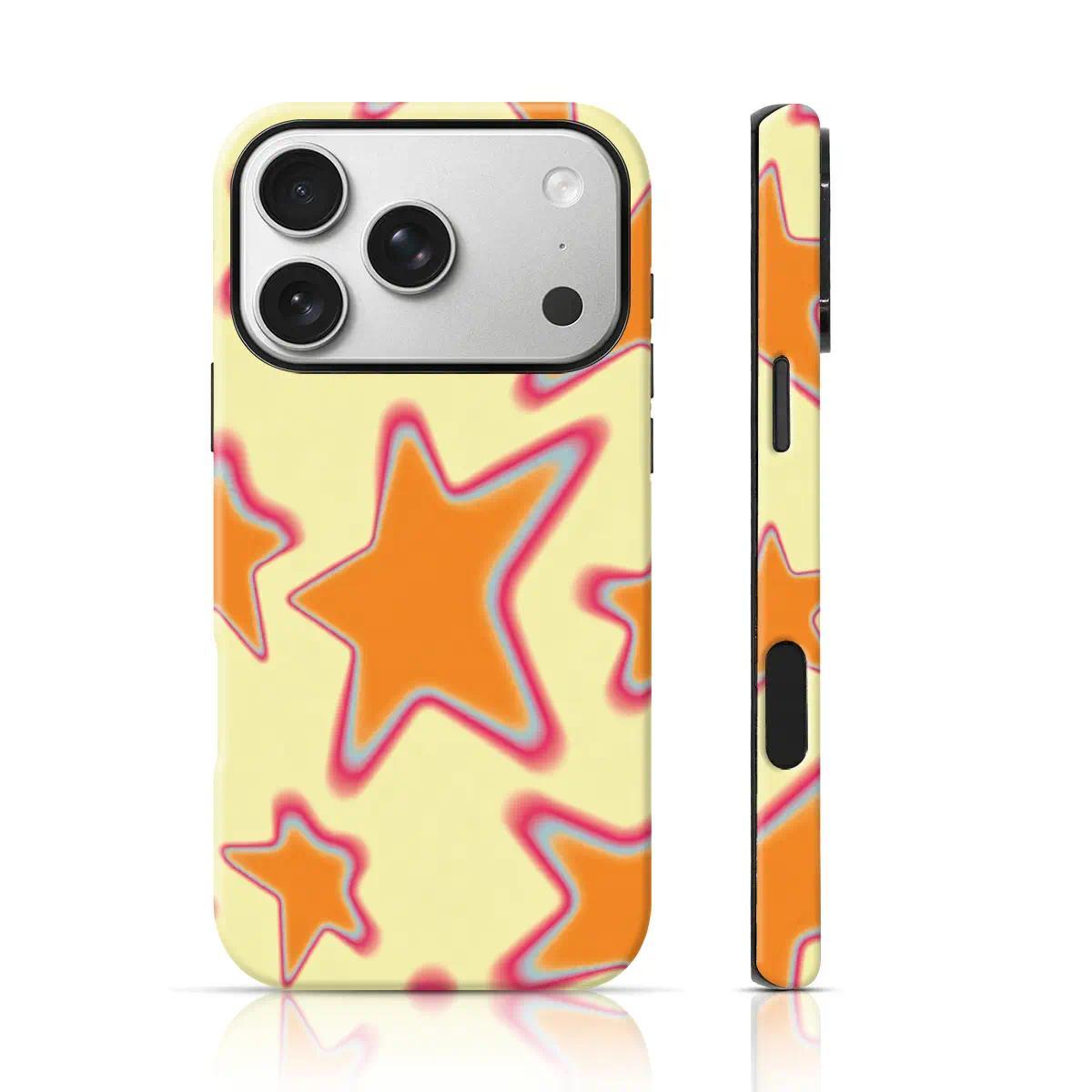 Neon Starlight Aesthetic 2-Layer TPU Shockproof Phone Case, Stylish Glowing Star Graphic Protective Cover, Compatible with iPhone 11,12,13,14,15,16,17 Pro, Pro Max & Plus Models