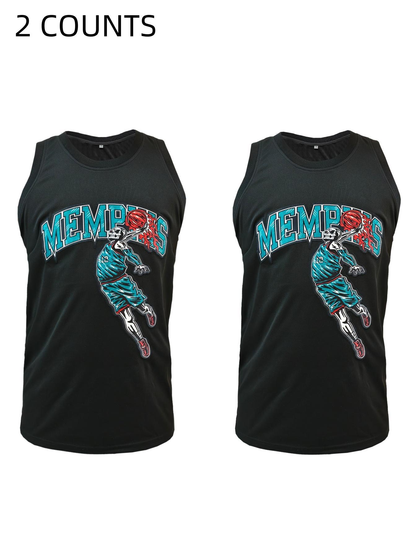 Men's Letter & Number Embroidery Basketball Jersey, Loose Sporty Sleeveless Basketball Top for Outdoor Training, Basketball Clothing for Men, Breathable Athletic Top, Sportswear Top, Sport Outdoor Clothes, Athletic Training Apparel
