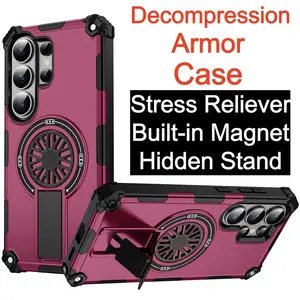 Decompression Phone Case For Samsung Galaxy A55 A26 A36 A56 A06 A16 S26 S25 S24 FE S23 S22 Ultra Plus Magnetic Kickstand Cover