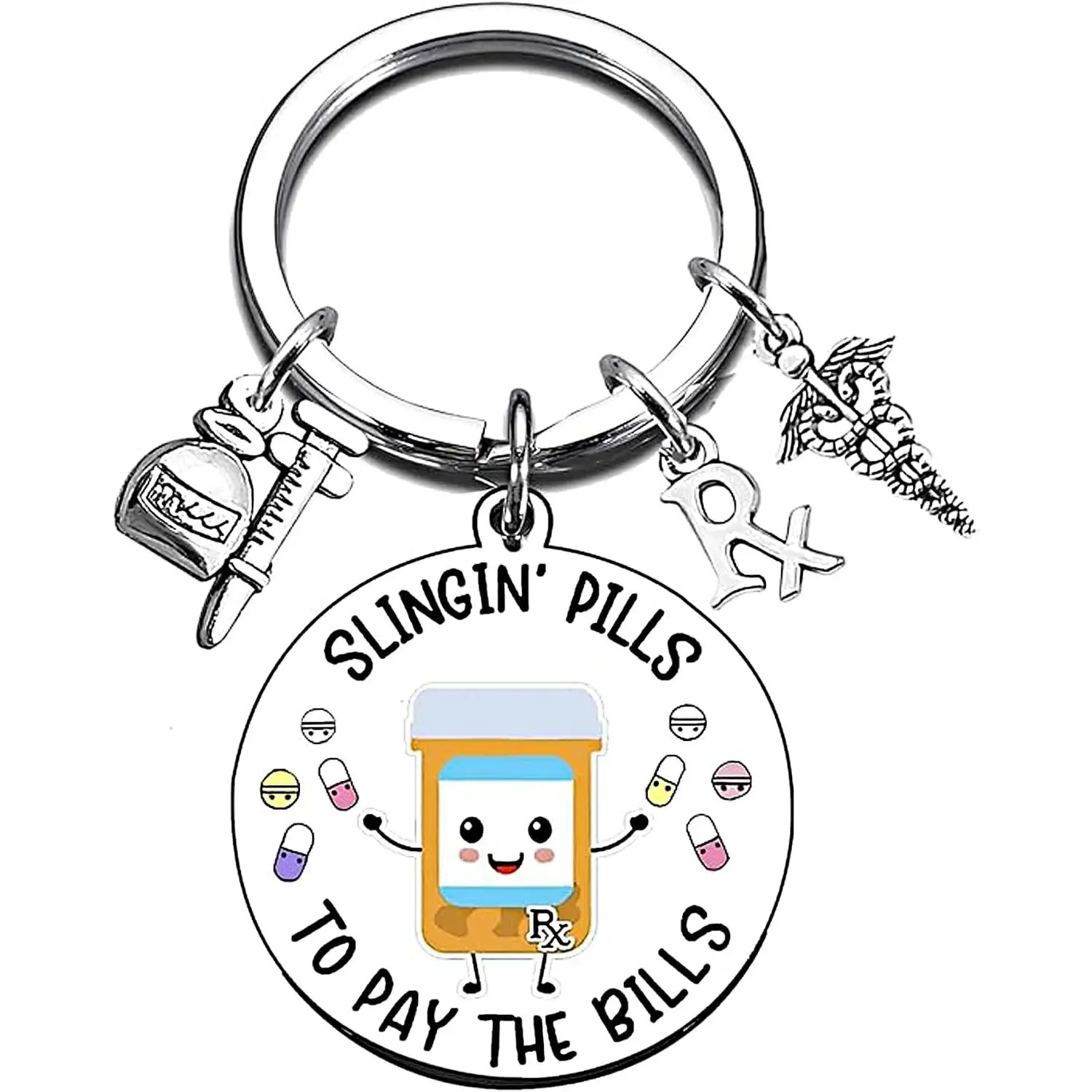 Funny Pharmacist Keychain Gift for Men - Pharmacy Technician Thank You Appreciation Keyring, Medical RX Nursing Doctor Graduation Retirement Office Gift(Gift)