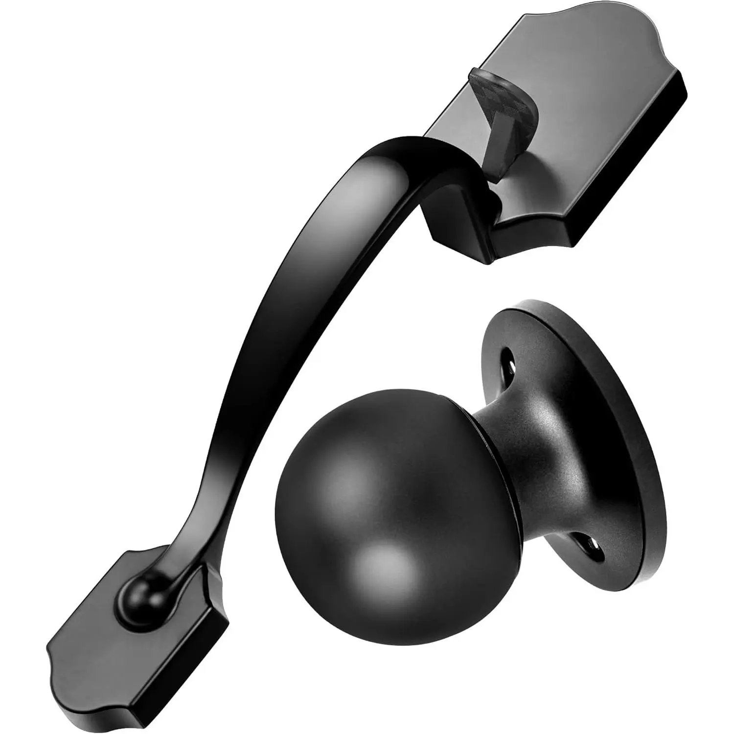 Front Door Handleset Entry Door Handle Set with Cove Knob for Right and Left Handed Sided Doors, Interior and Exterior Entrance Passage Lock Matte Black
