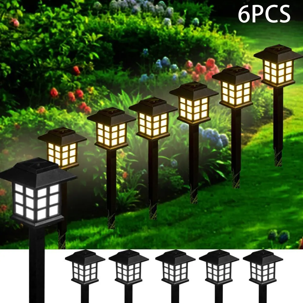 6pcs Solar Powered LED Garden Lights, Waterproof Outdoor Patio Decor, Warm Light Floor Insert, Wireless Dawn to Dusk Landscape Lighting, Garden Lamp