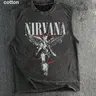 Men's Vintage Washed Nirvana Angel Rock Band Print Graphic Sleeveless Cotton Tank, Tank Top Casual, Streetwear Crew Neck Cutoff Muscle Vest, Retro 90s Grunge Punk Band Aesthetic & 100% Cotton Fabric, Daily Streetwear Sleeveless Top for Men