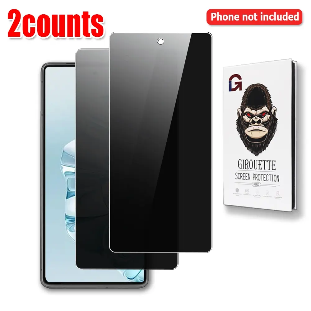 2Pcs Privacy Anti-Peep Tempered Glass for Google Pixel 6 & 7 Series, Fingerprint Resistant, Smooth Round Edges, Burr-Free Safe Design