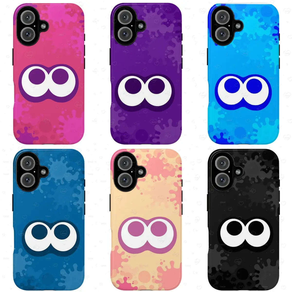 Trendy S.pl.at.oo.n 3 Octopus Eyes Neon Ink Splatter Phone Case Cute Cartoon Game Aesthetic Graphic Cover for iPhone 17/16/15/14/13/12/11 Pro Max Plus, for Samsung Phones, Suitable for Men Women, Perfect Gift for Fans