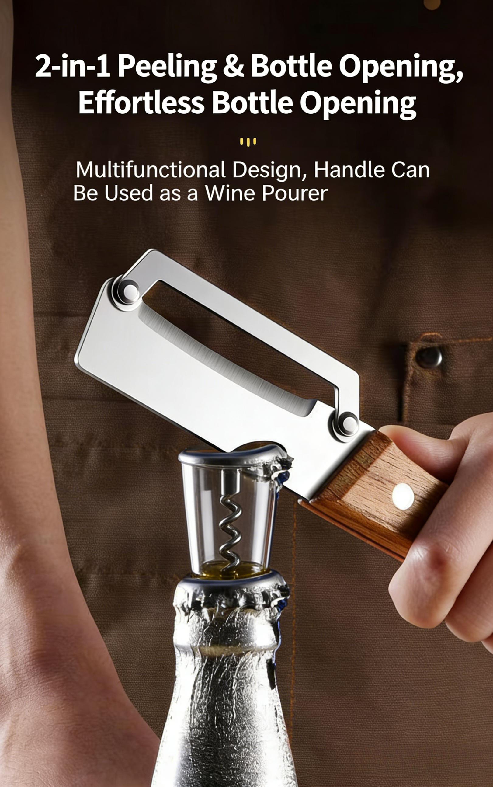 2PCS Multi Function Stainless Steel Peeler with Wooden Handle, Kitchen Fruit Vegetable Potato Peeler