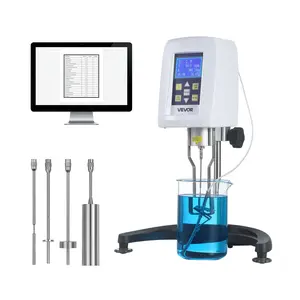 VEVOR Digital Rotary Viscometer, 10-100, 000 mPa. s(cP), 2 Accuracy, 100-240V Digital Rotational Viscosity Meter with 4 Rotors and Temperature Probe, LCD Display, Lab Viscometer for Fluid Testing