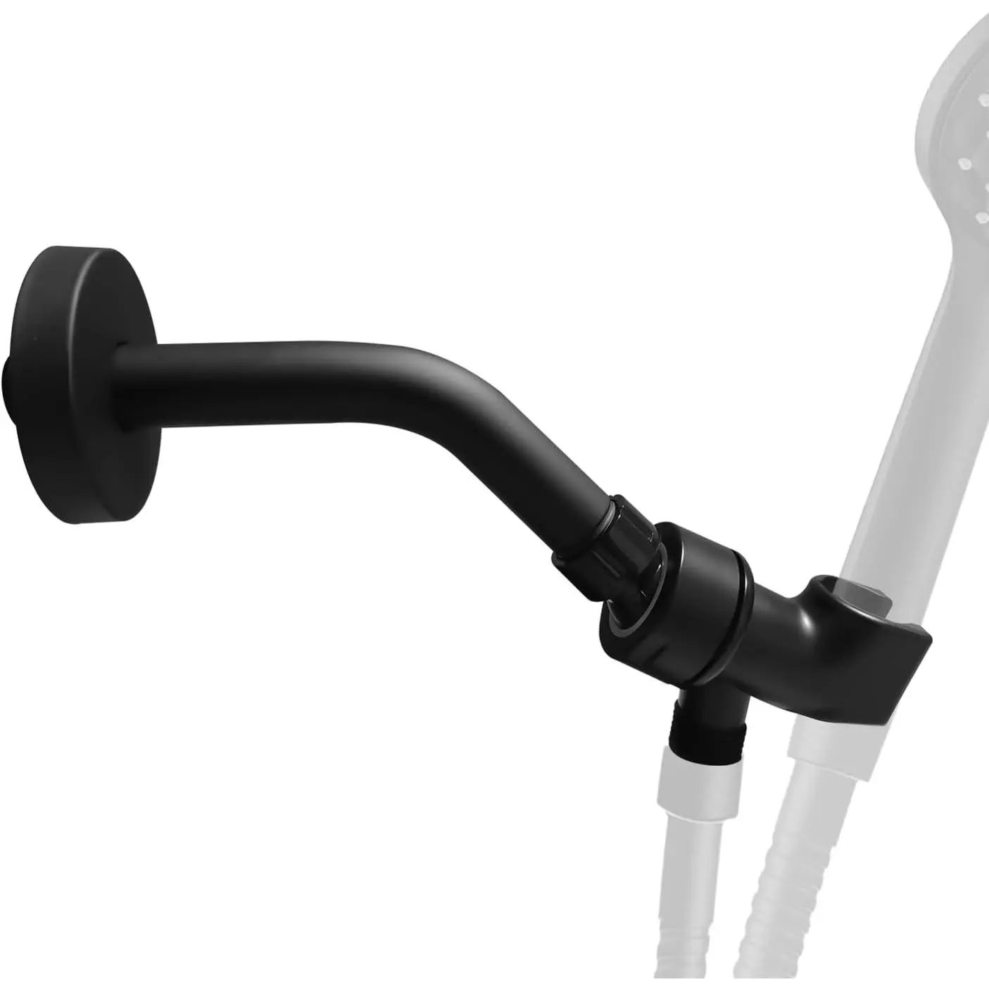 Shower Arm Set Shower  Holder Plastic Shower holder for Handheld Showerhead, with 6-inch Shower Arm Adjustable Brass and ABS Bracket with Brass Swivel Ball Joint(Black)